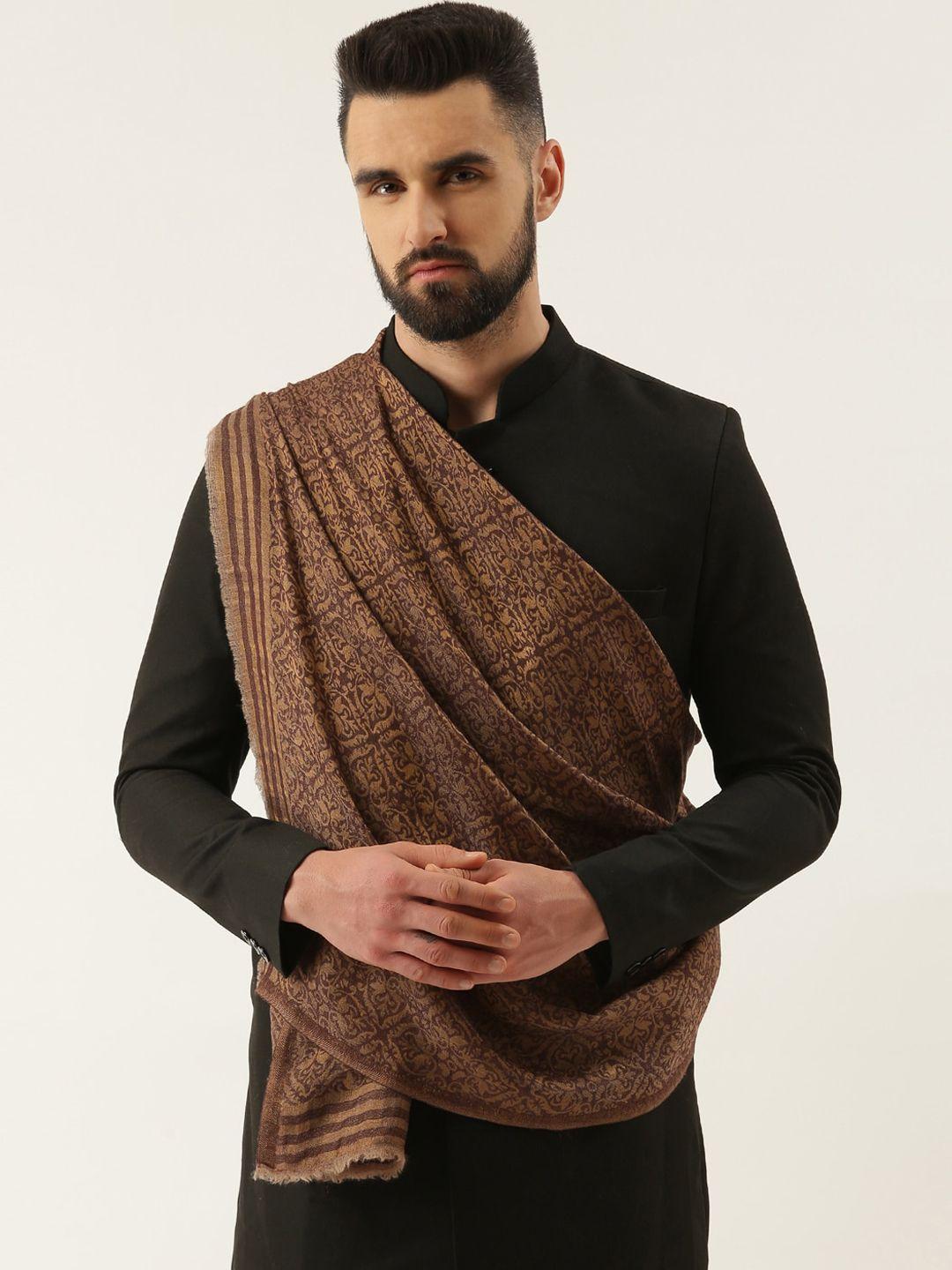 pashmoda men ethnic motif woven design fine woolen shawl