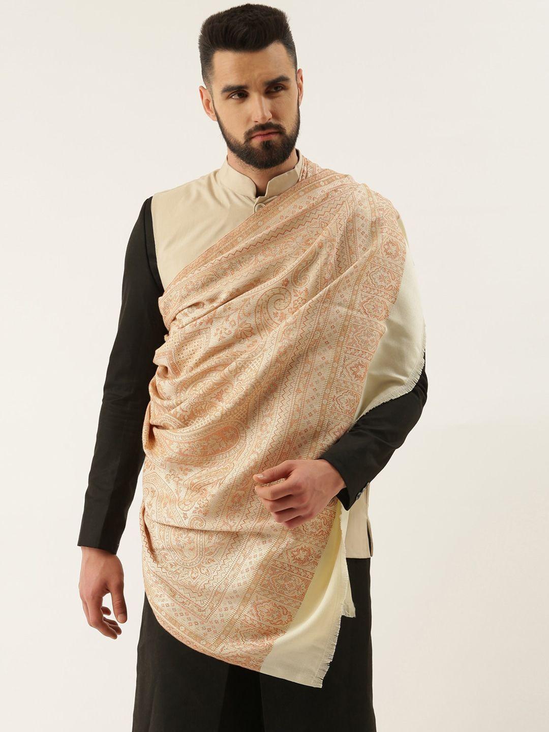 pashmoda men ethnic motif woven-design shawl