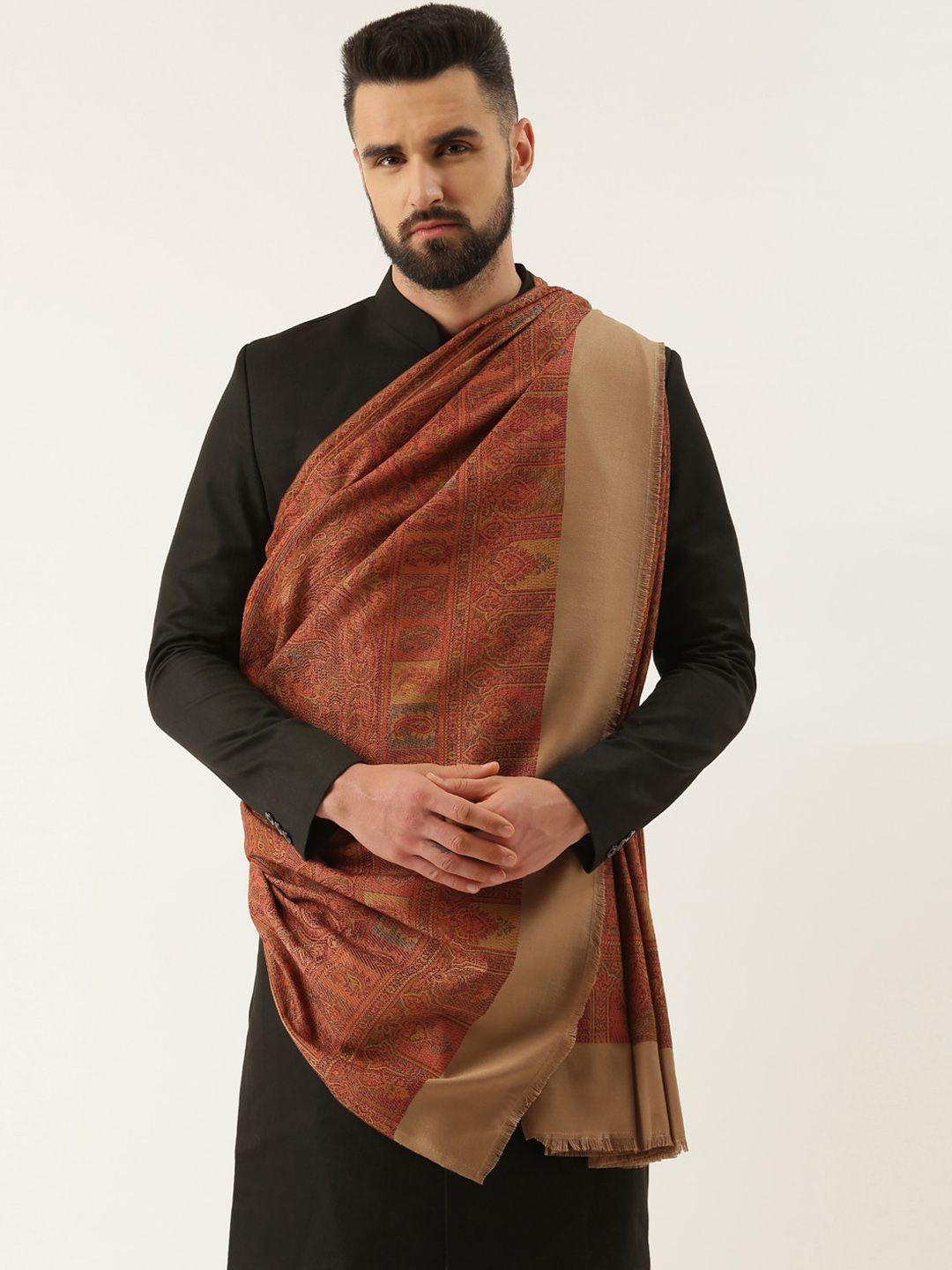 pashmoda men ethnic motif woven-design shawl