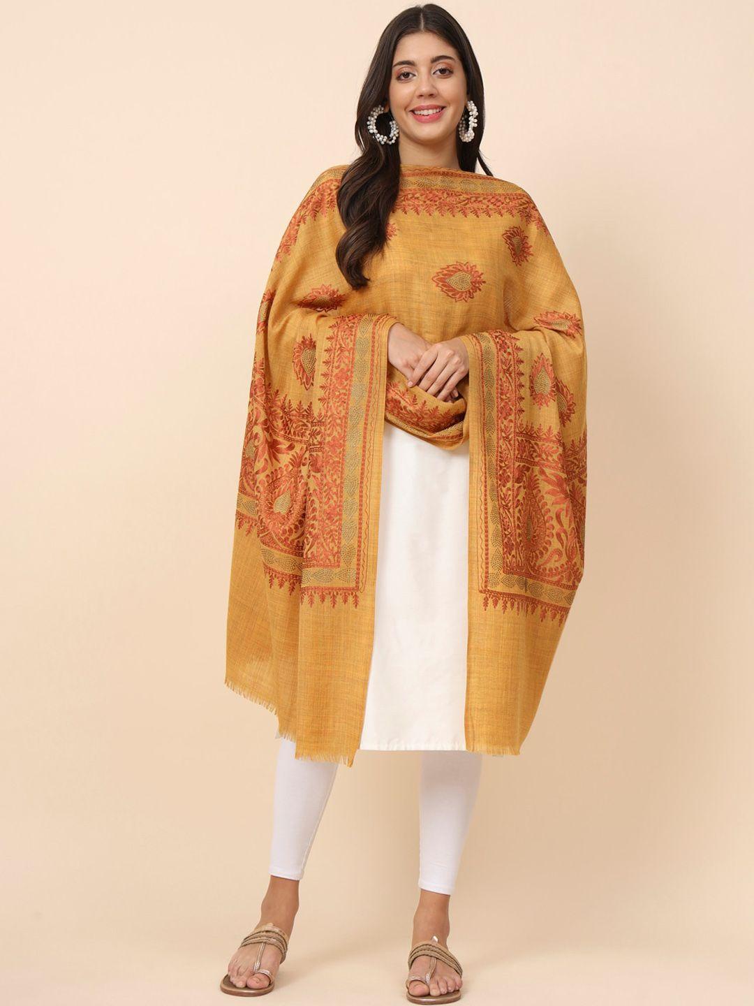 pashmoda paisley embroidered pure wool shawl