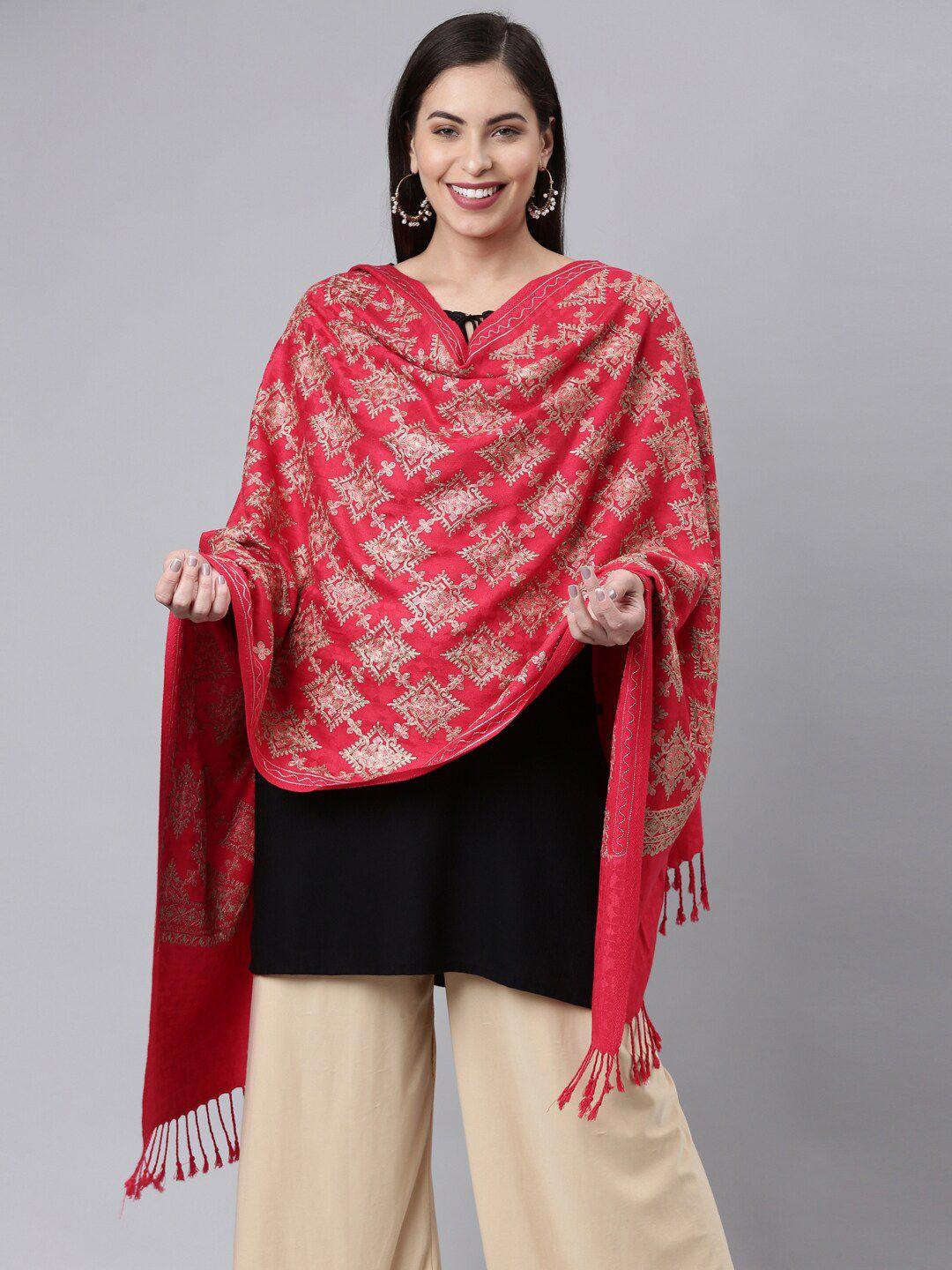 pashmoda women pink embroidered shawl