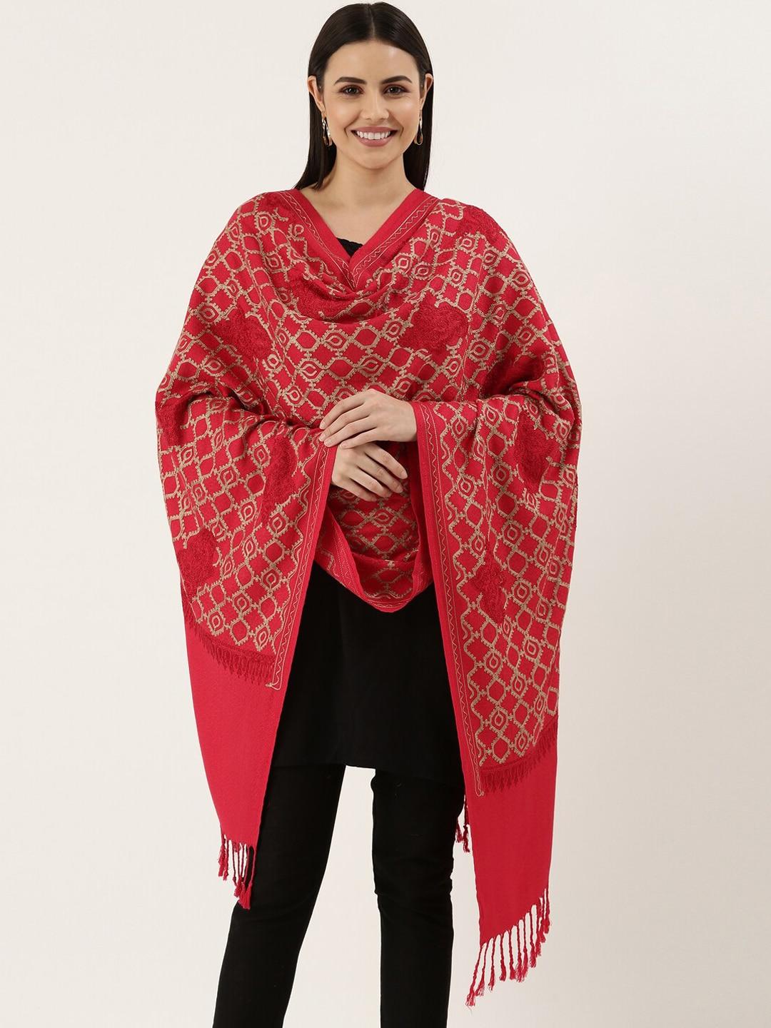 pashmoda women pink embroidered shawl