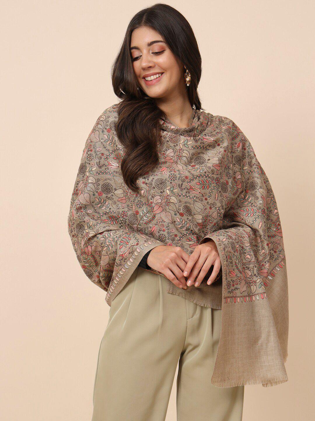 pashmoda embroidered pure wool shawl