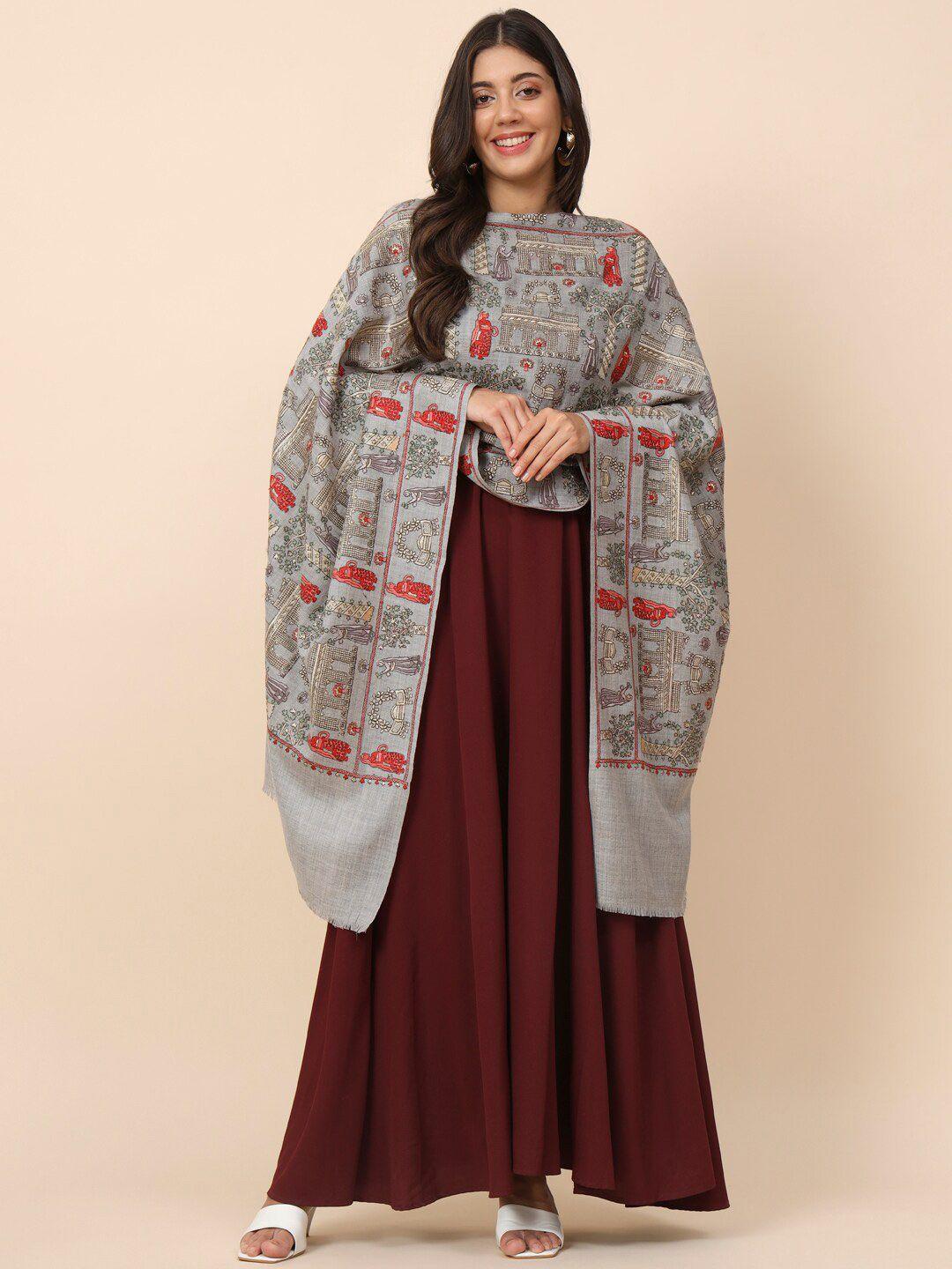 pashmoda ethnic motifs embroidered woolen shawl