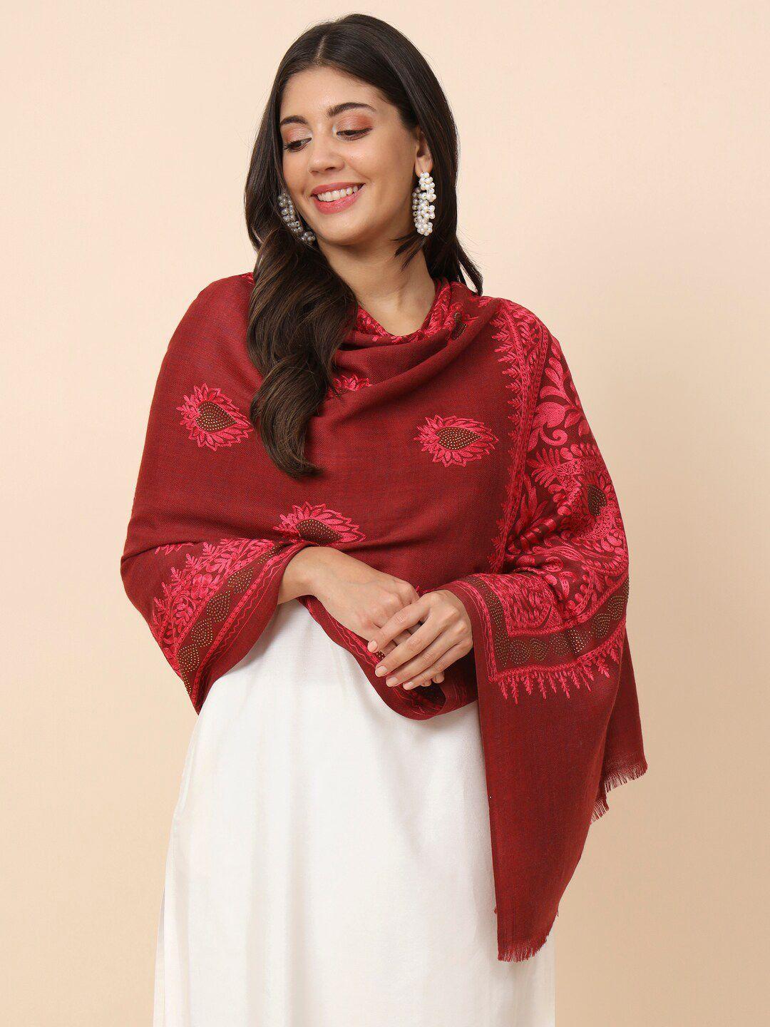 pashmoda ethnic motifs embroidered woollen shawl