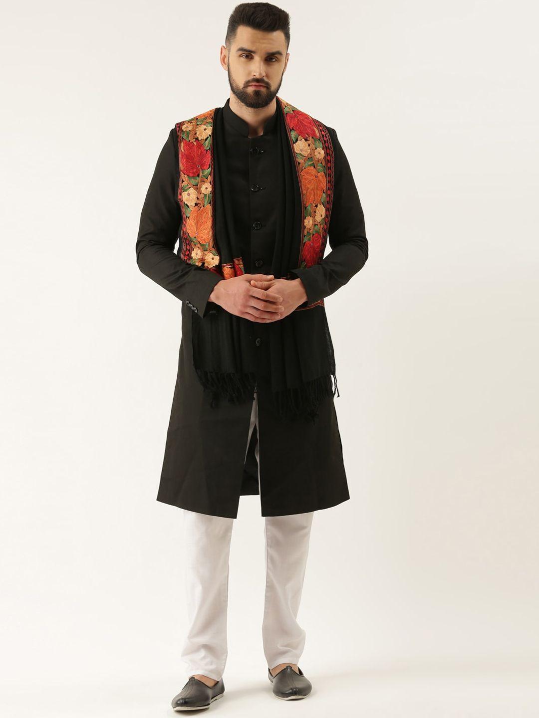 pashmoda men embroidered pure wool shawl