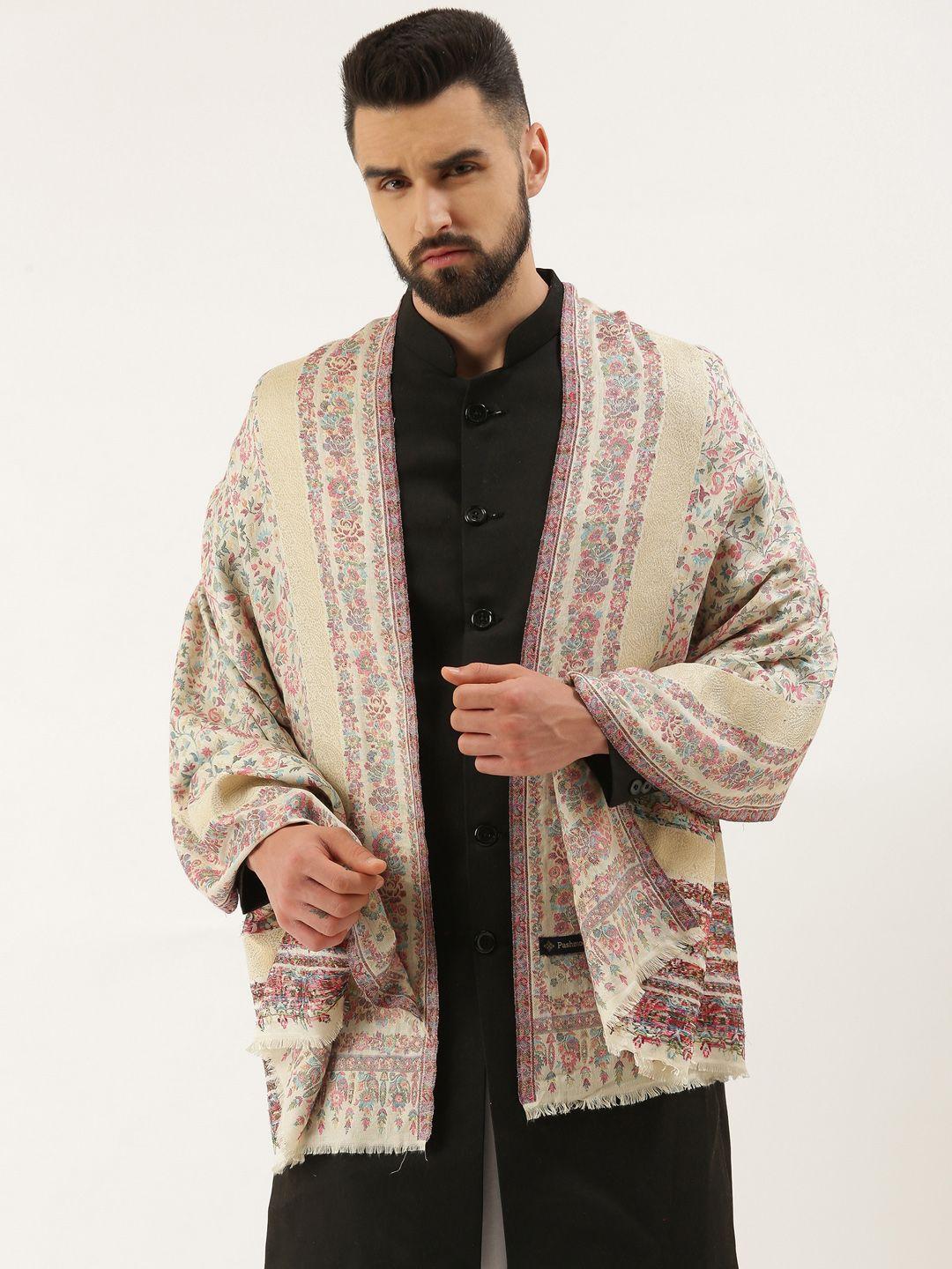 pashmoda men woven design zari shawl