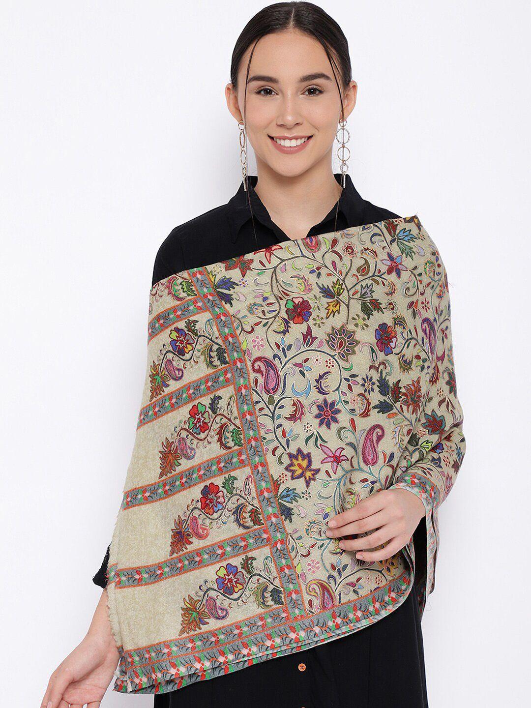 pashmoda women embroidered pure wool kalamkari shawl