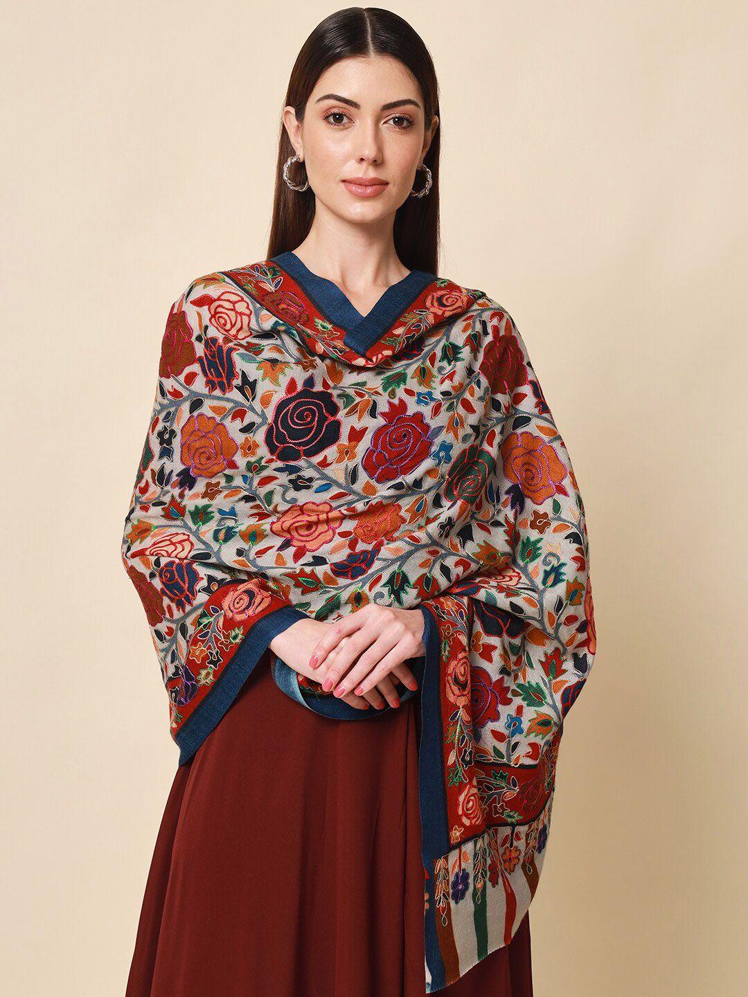 pashmoda women embroidered pure wool shawl