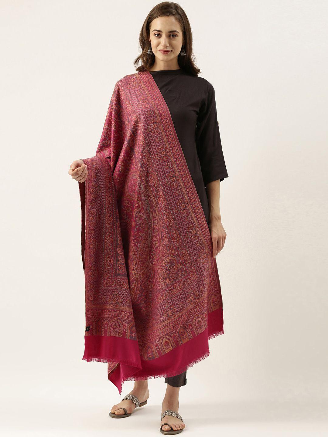 pashmoda women pink woven design jamawar shawl