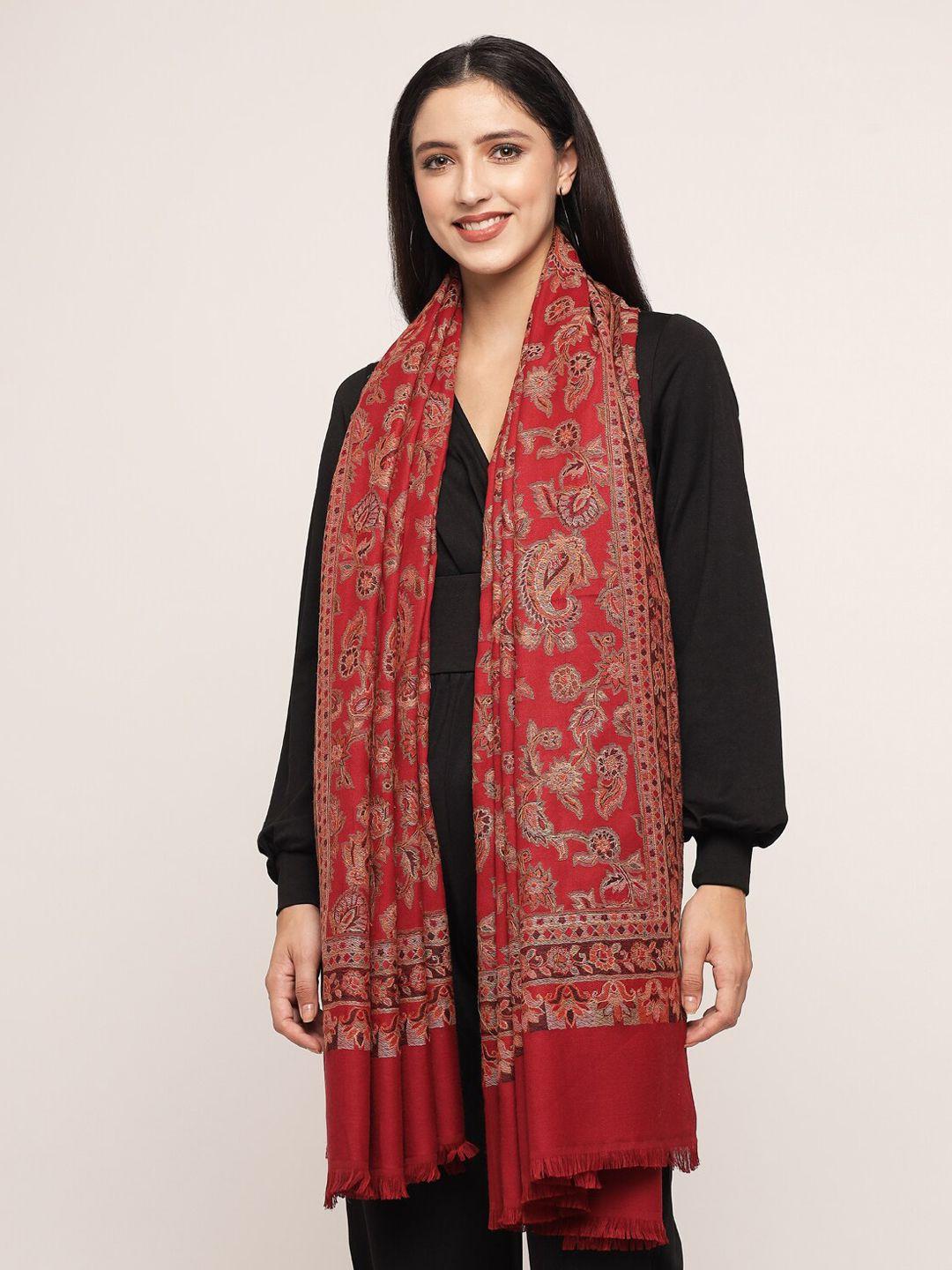 pashtush women maroon embroidered shawl