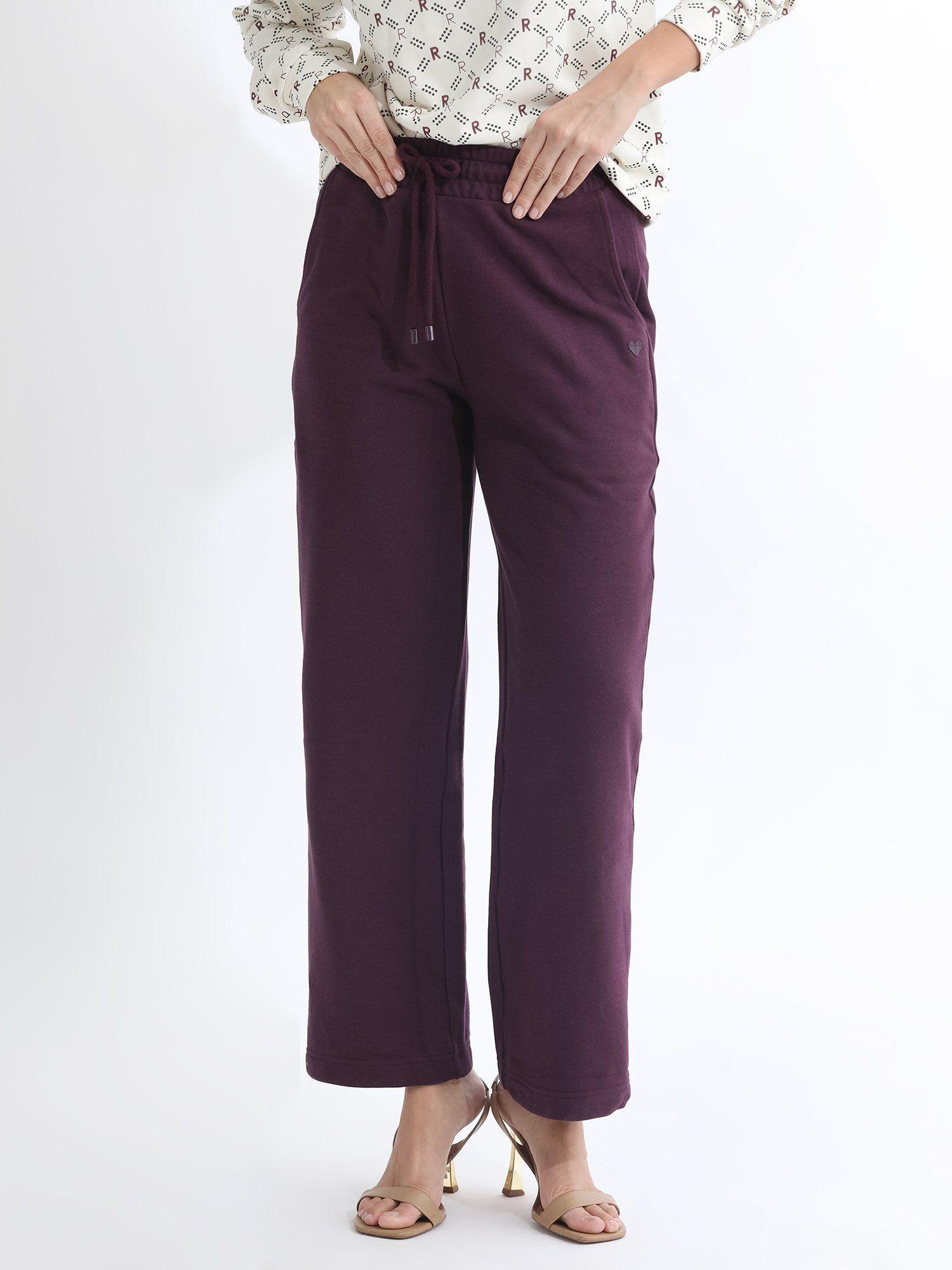 paso dark maroon solid trouser