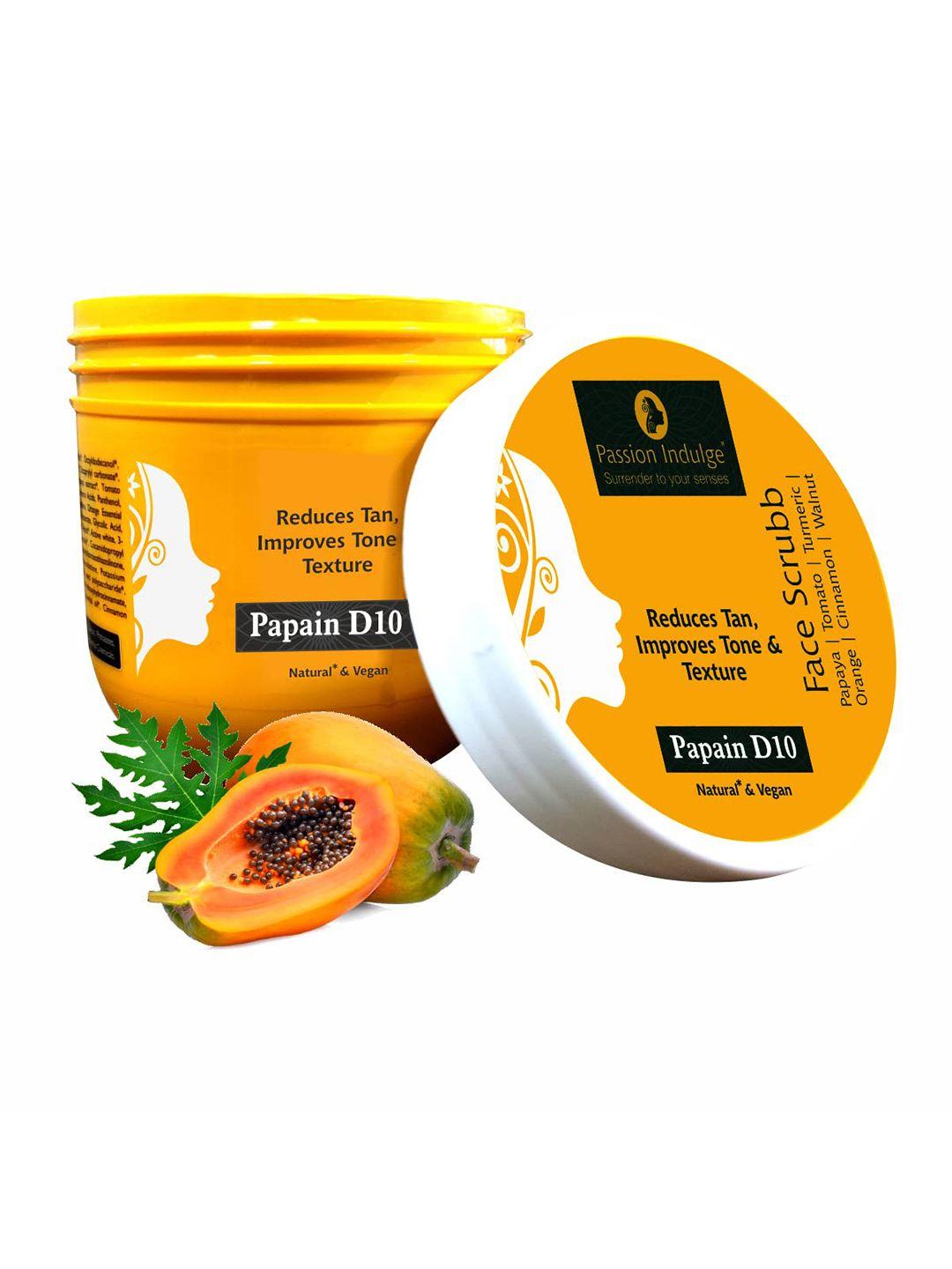 passion indulge natural & vegan papain d10 face scrub to reduce tan - 200 g