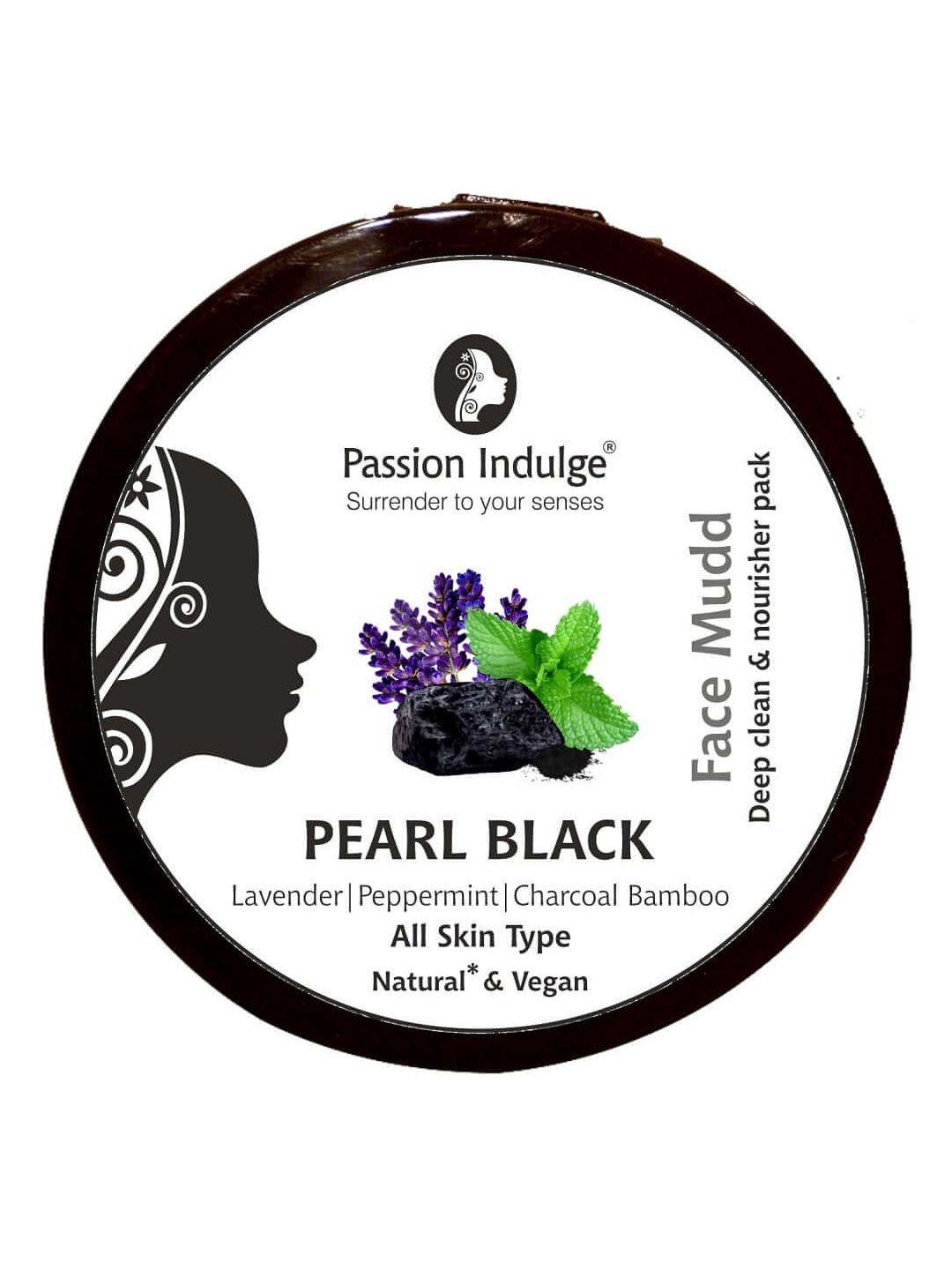 passion indulge pearl black face mudd pack infused with lavender & charcoal 250 g
