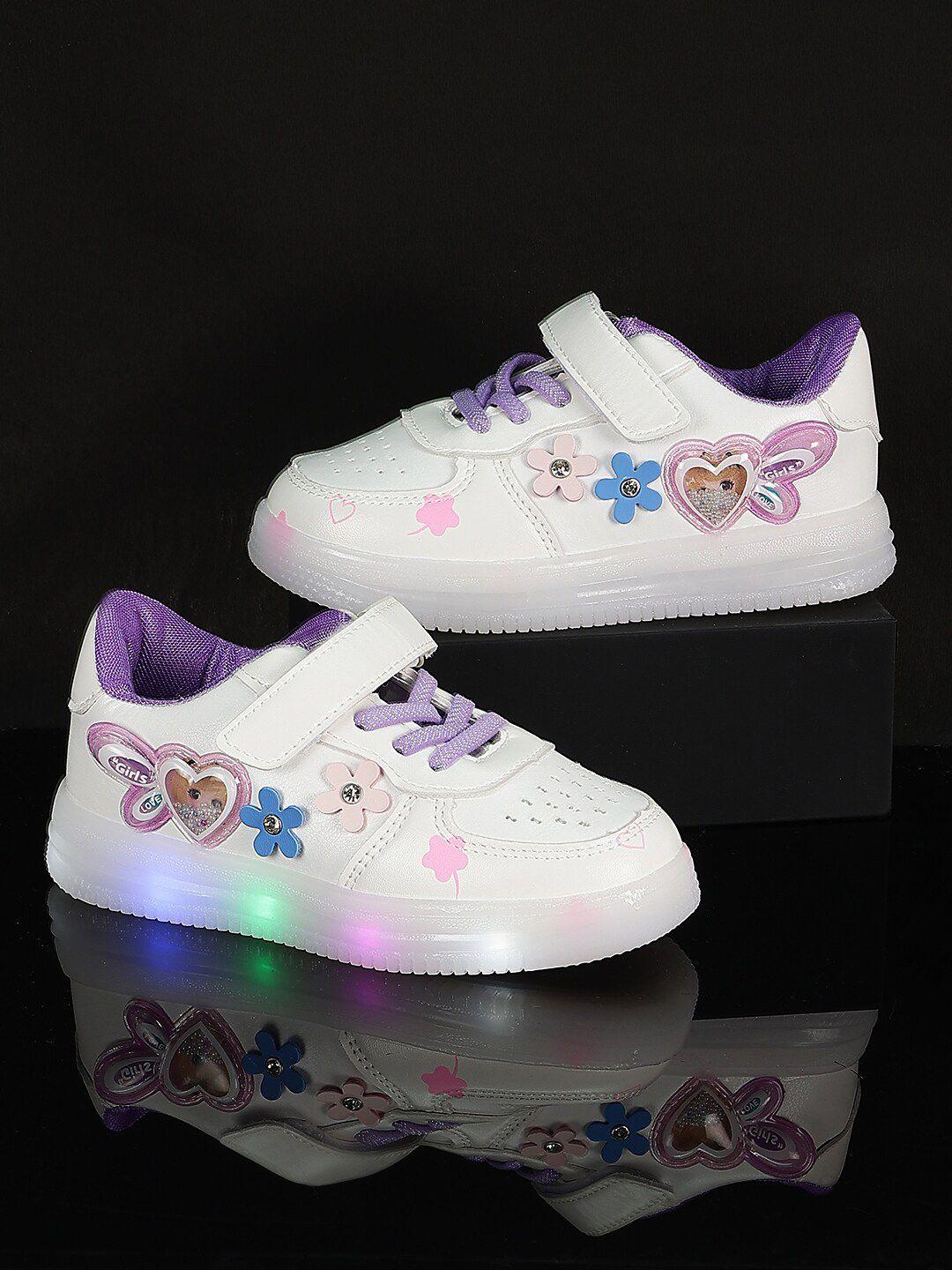 passion petals kids printed lightweight basics slip-on sneakers with led lights