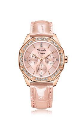passion 34 mm pink dial leather analogue watch for women - 2b17bflrgpn