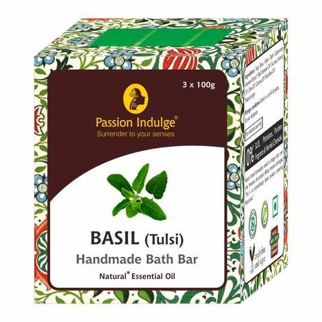 passion indulge basil handmade bath bar soap - 100gm each ( pack of 3 )