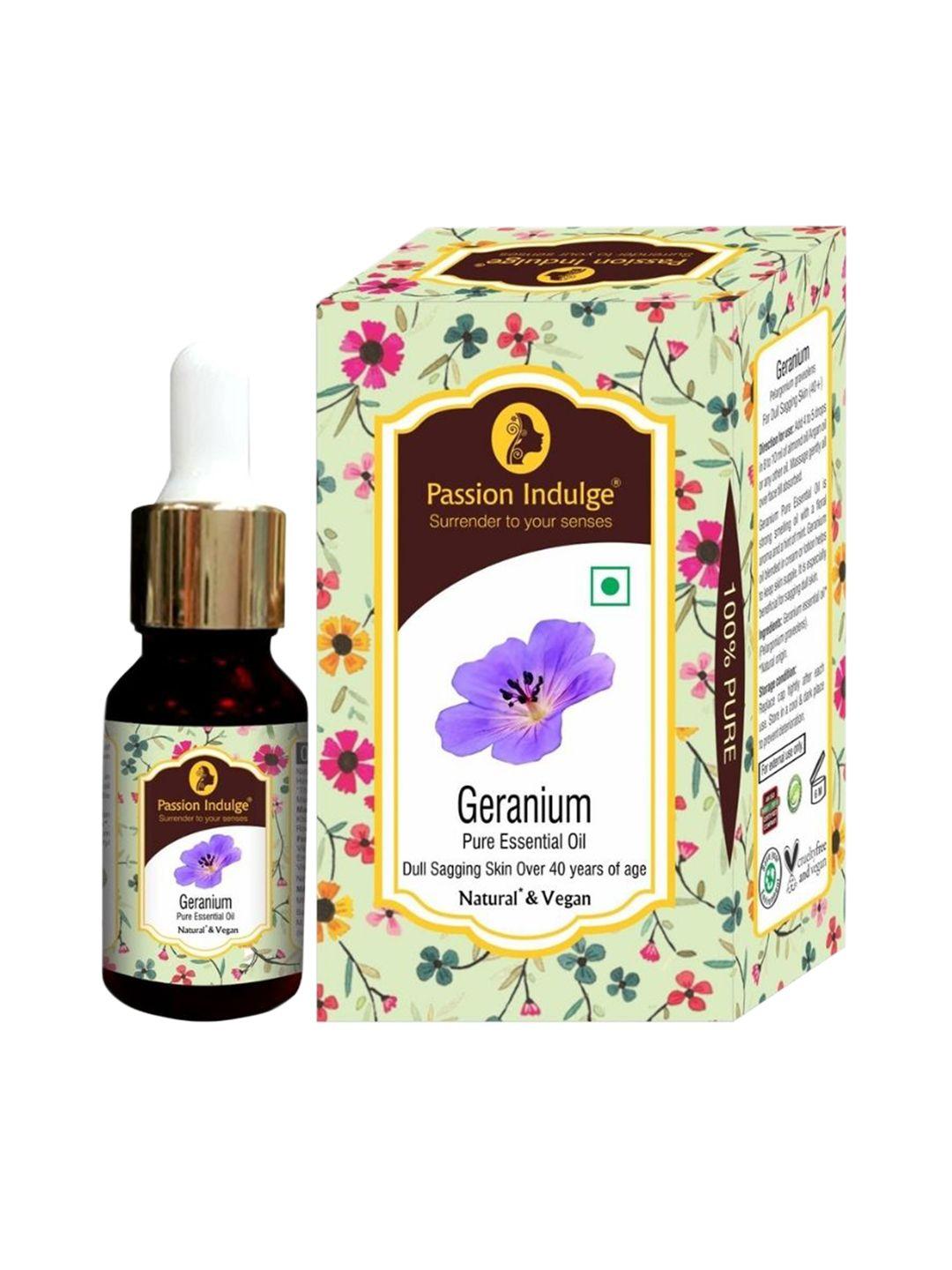 passion indulge natural & vegan geranium pure essential oil for anti aging - 10 ml