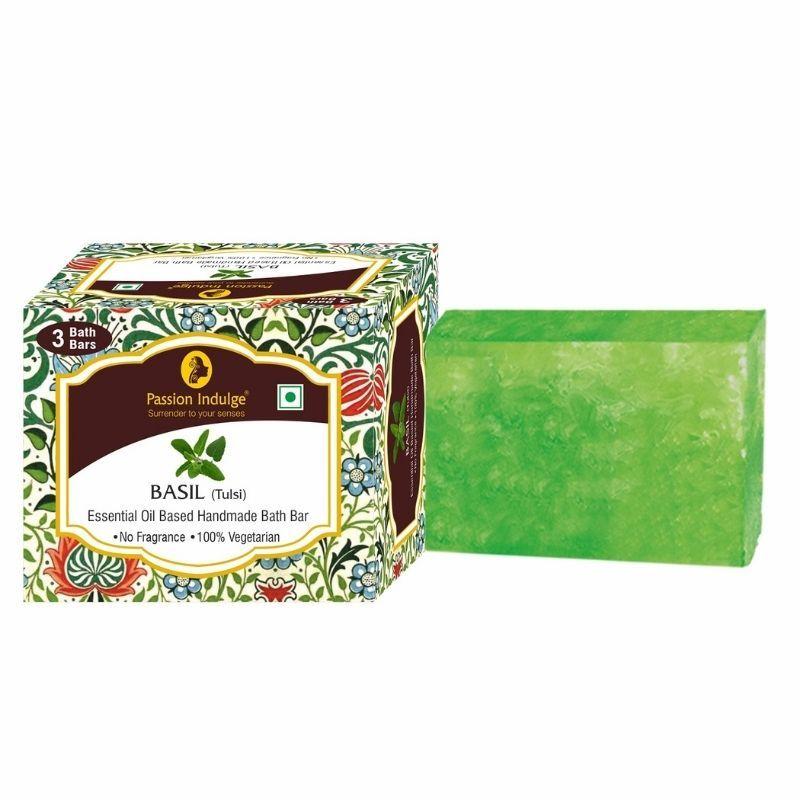 passion indulge natural handmade bath bar soap - basil (pack of 3)