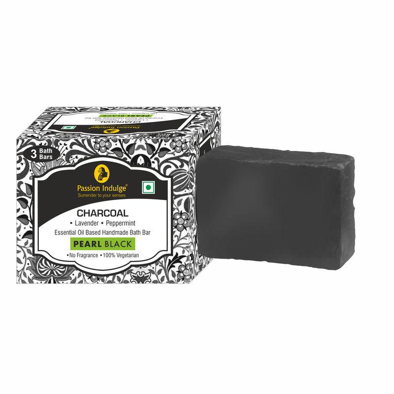 passion indulge natural handmade bath bar soap - charcoal (pack of 3)