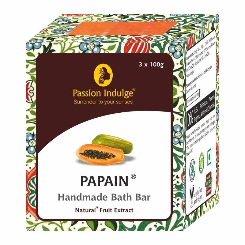 passion indulge natural handmade bath bar soap - papain (pack of 3)