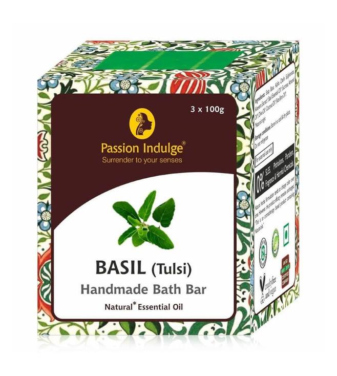 passion indulge natural handmade bath bar soap basil - 300 gm (pack of 3)