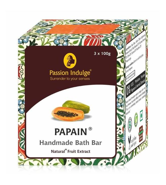 passion indulge natural handmade bath bar soap papain - 300 gm (pack of 3)