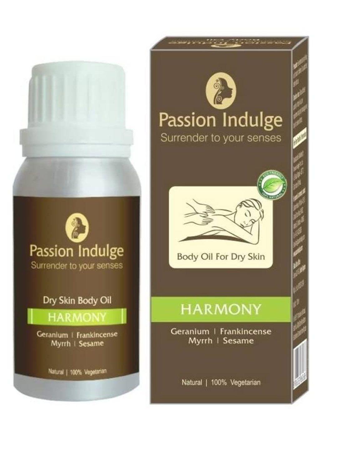 passion indulge natural harmony body massage oil with geranium & frankincense - 100 ml