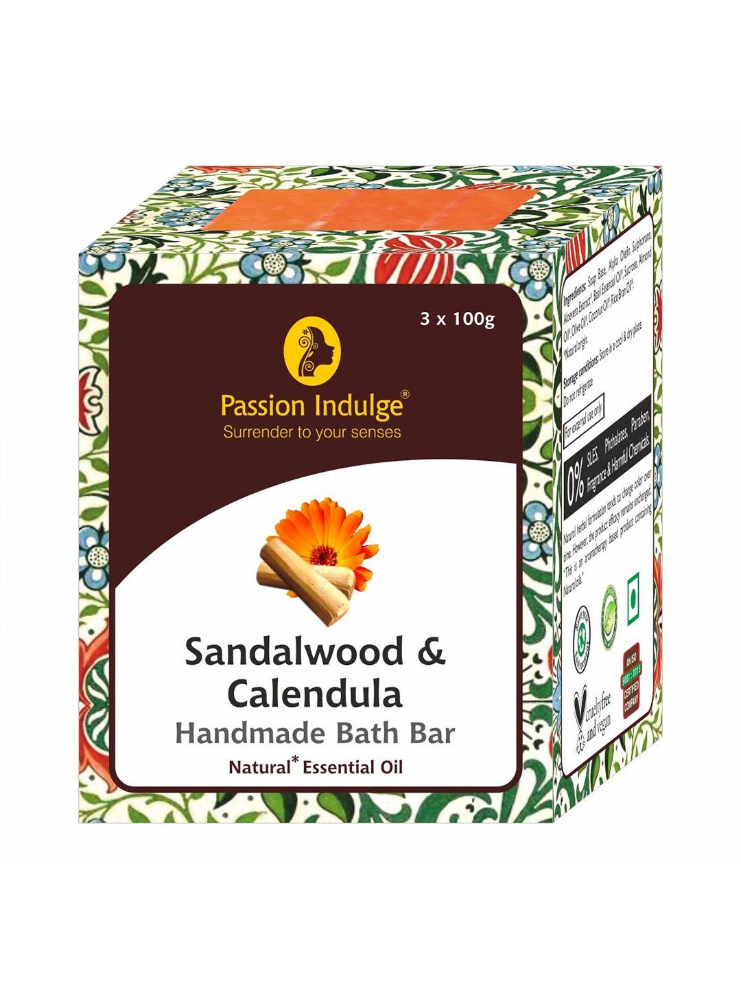 passion indulge pack of 3 natural handmade sandalwood & calendula bath bar soaps