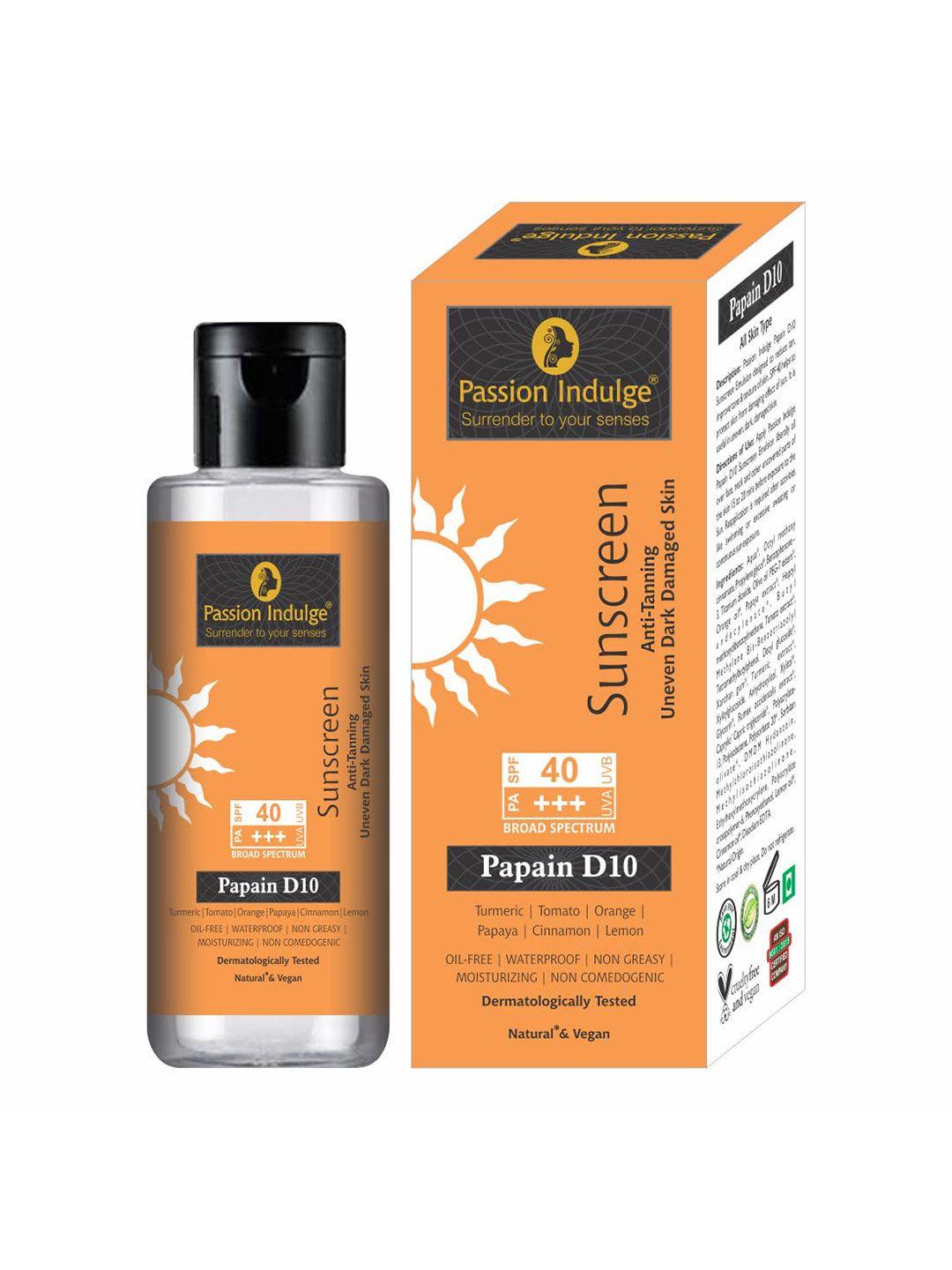 passion indulge papain d10 natural anti-tanning sunscreen with turmeric & orange - 100 g
