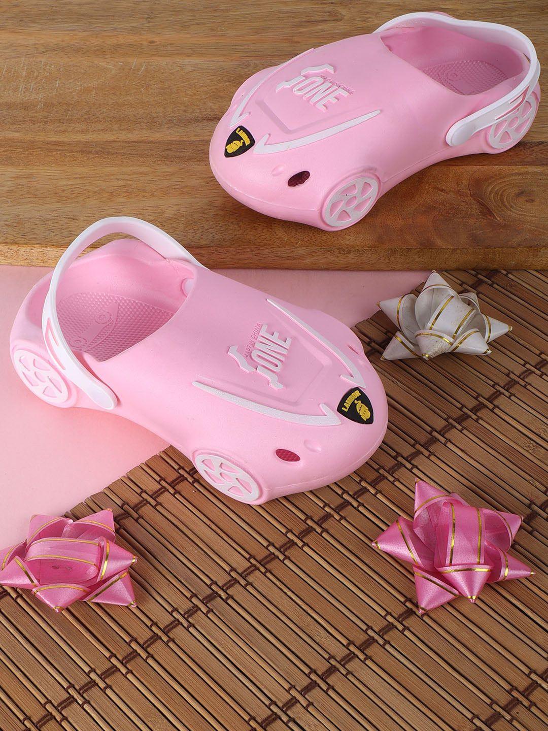 passion petals girls pink printed pu clogs