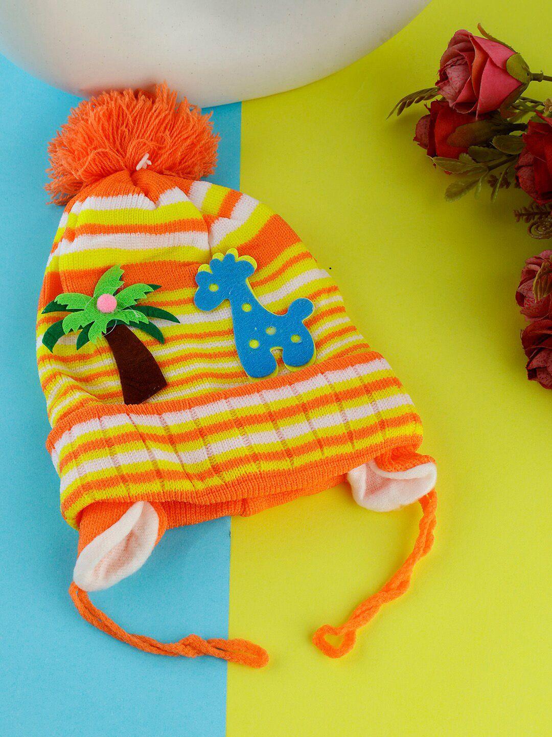 passion petals infants striped applique woolen beanie cap