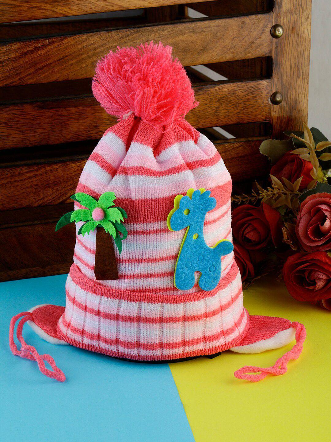 passion petals infants striped applique woolen beanie cap