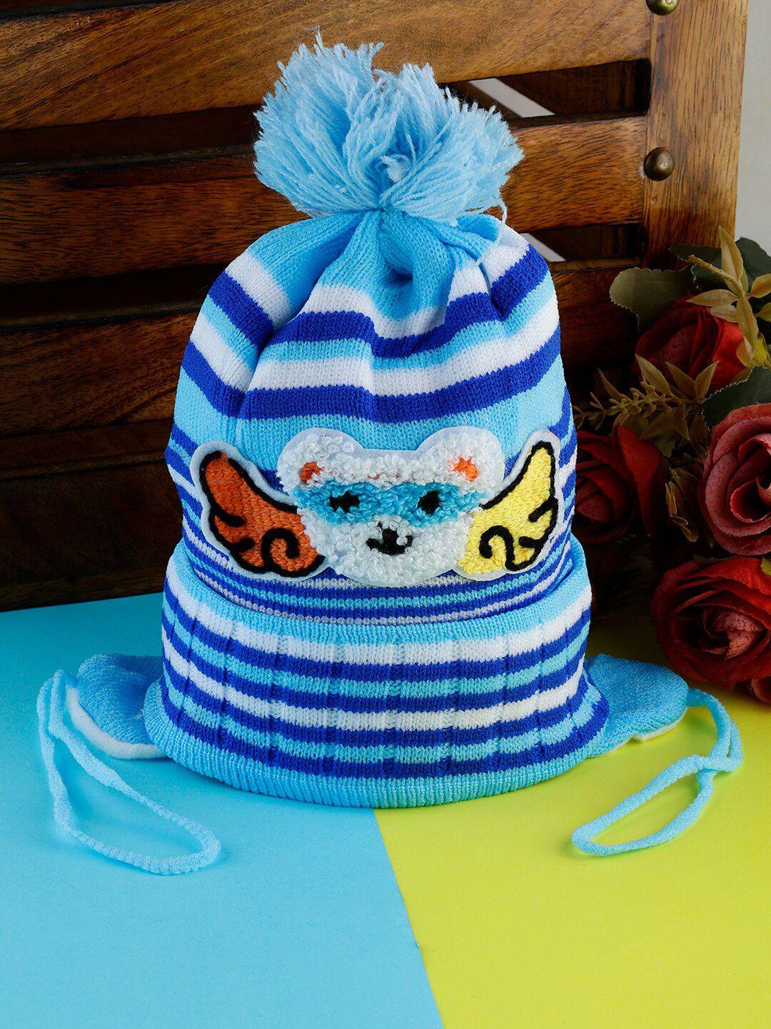 passion petals infants striped embroidered woolen beanie cap