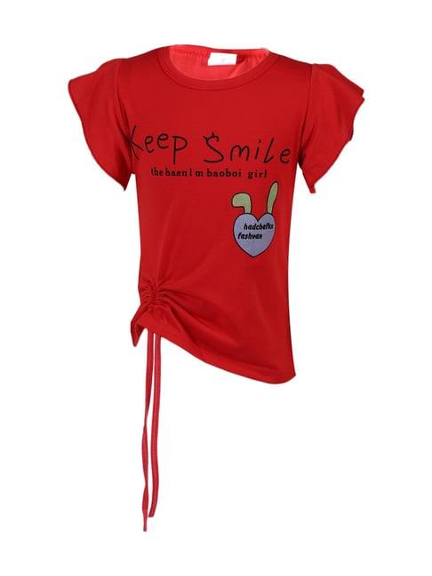 passion petals kids red cotton printed top