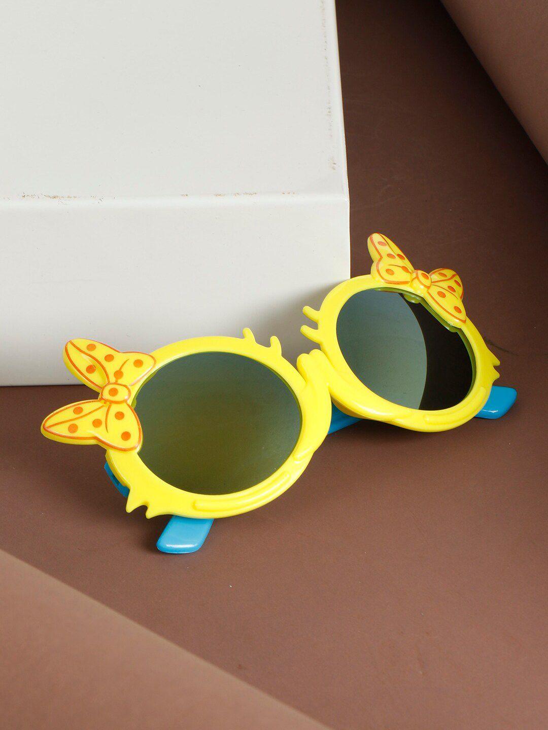 passion petals unisex kids yellow mirrored lens & round sunglasses with uv protected lens