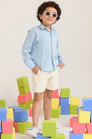 pastel blue embroidered shirt for boys