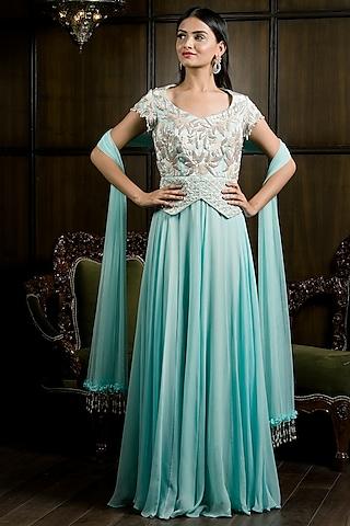 pastel blue embellished gown