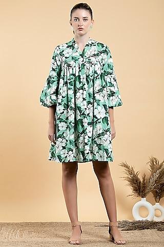 pastel green cotton poplin printed dress