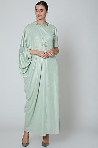 pastel green embellished gown