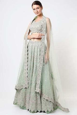 pastel green embroidered lehenga set