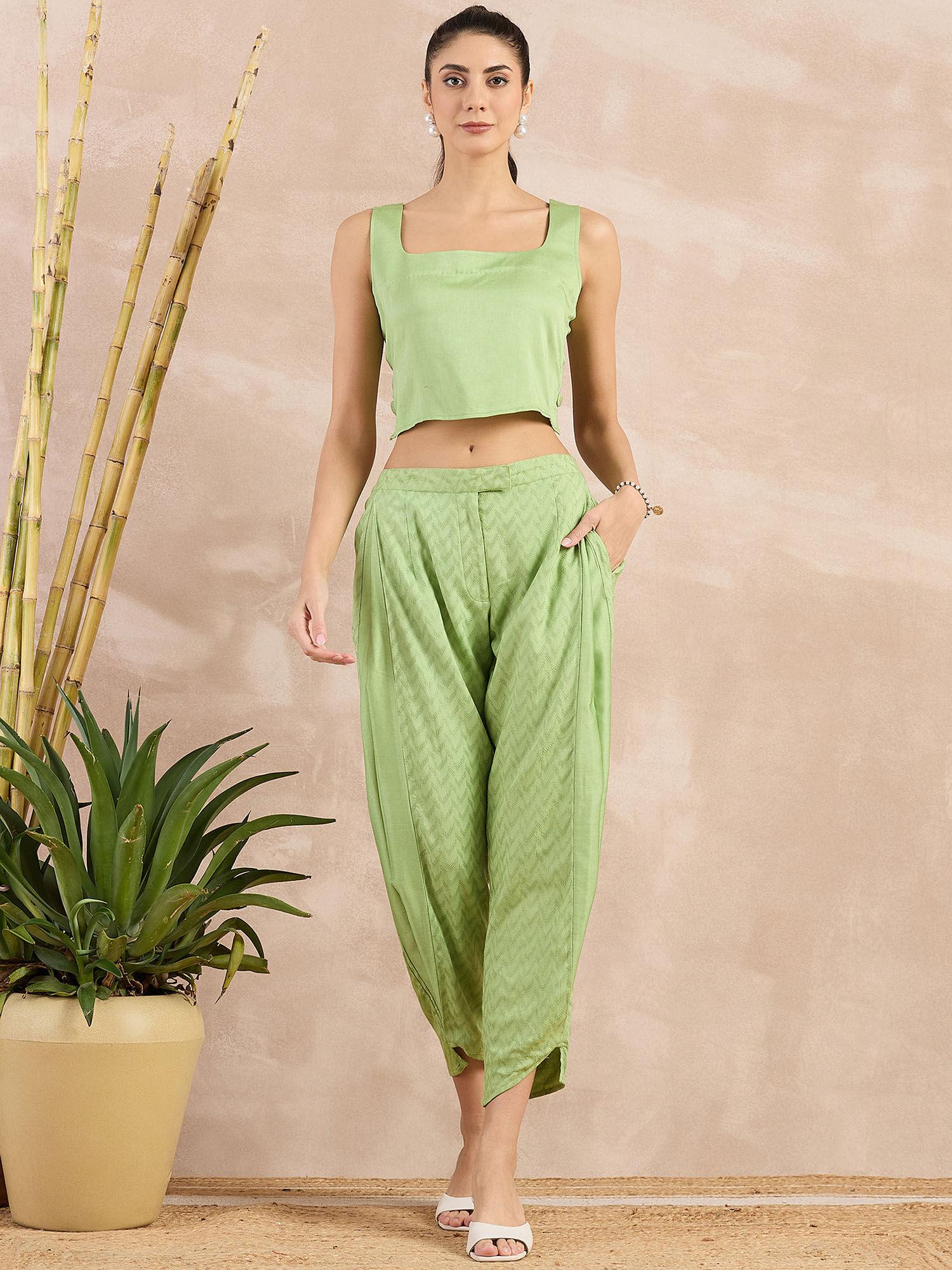 pastel green herringbone narrow trouser