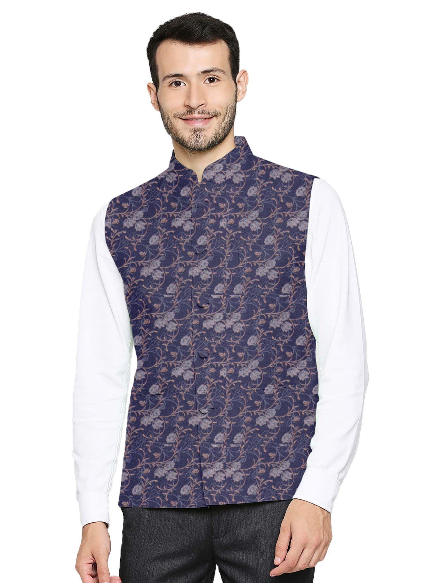 pastel jacquard nehru jacket for men