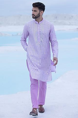 pastel lilac embroidered kurta set