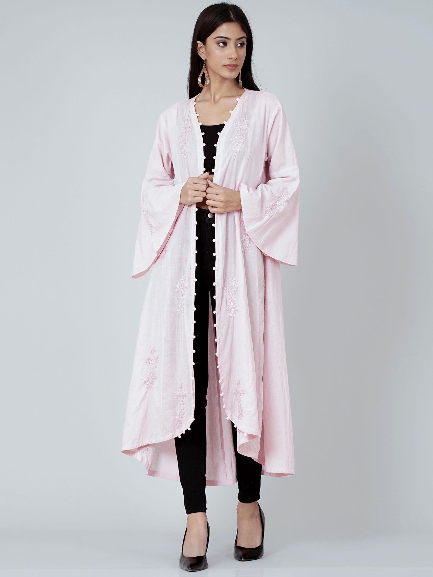 pastel pink embellished coat shrug