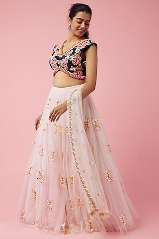 pastel pink embellished lehenga set