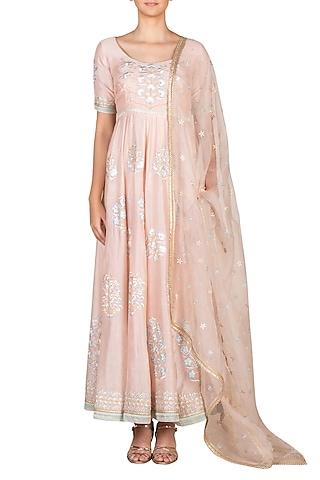 pastel pink embroidered anarkali set