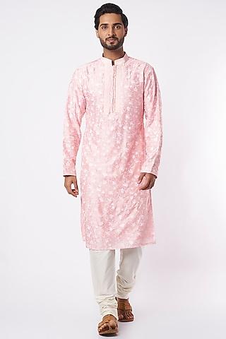 pastel pink embroidered kurta set