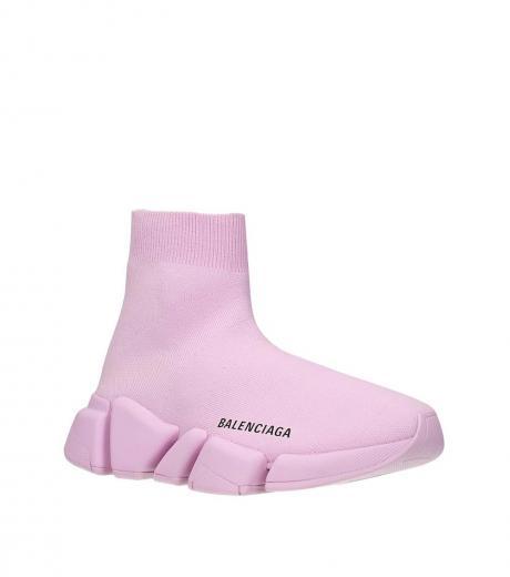 pastel pink fabric slip on sneakers