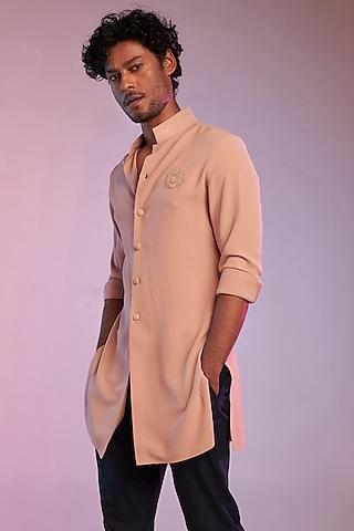 pastel pink poly blend shirt kurta